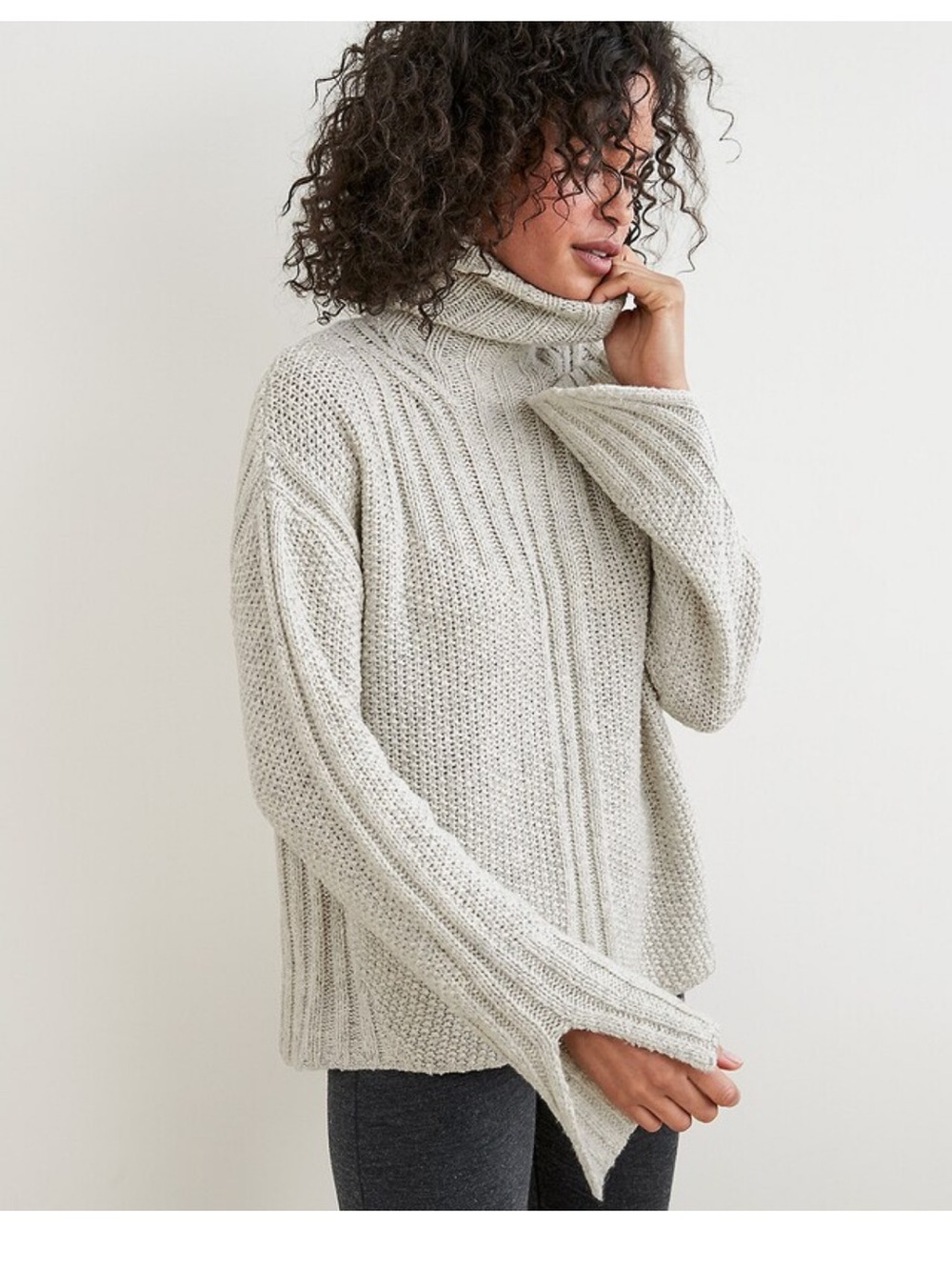 Smartwool Light Gray Open-Weave Turtleneck Sweater - Picture 2 of 8